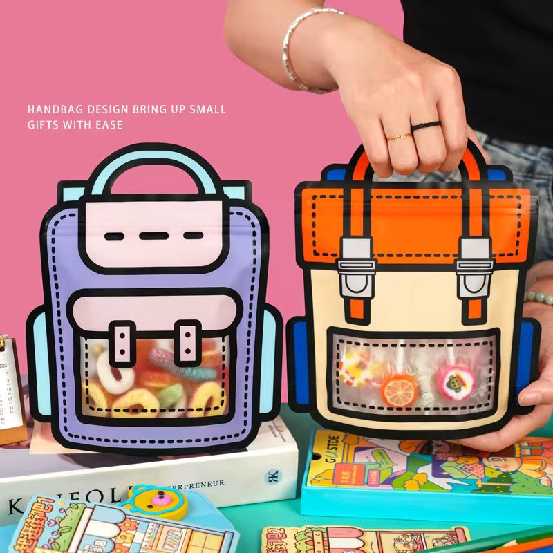 Cartoon Schoolbag Style Zip Pouch