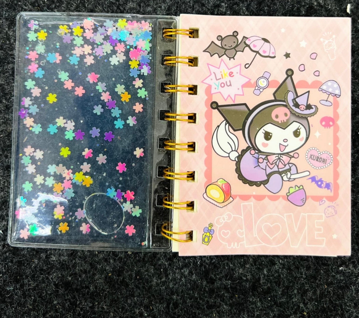 Kuromi Diary with Water Glitter Cover