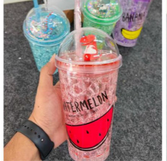 Fruit Print Plastic Sipper