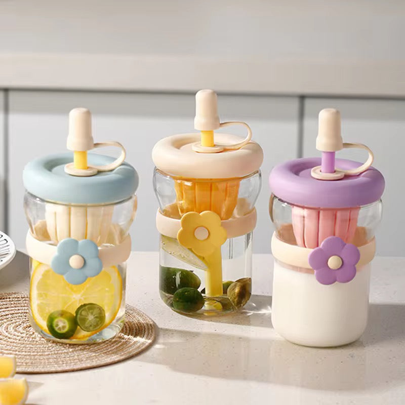 Kawaii Flower Glass Bottle - 500ml