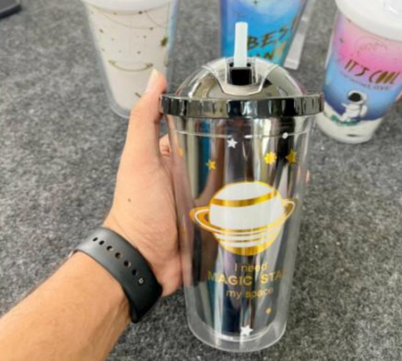 Space Theme Plastic Sipper
