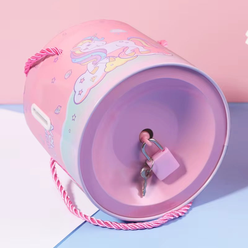 Cylindrical Money Bank With Lock