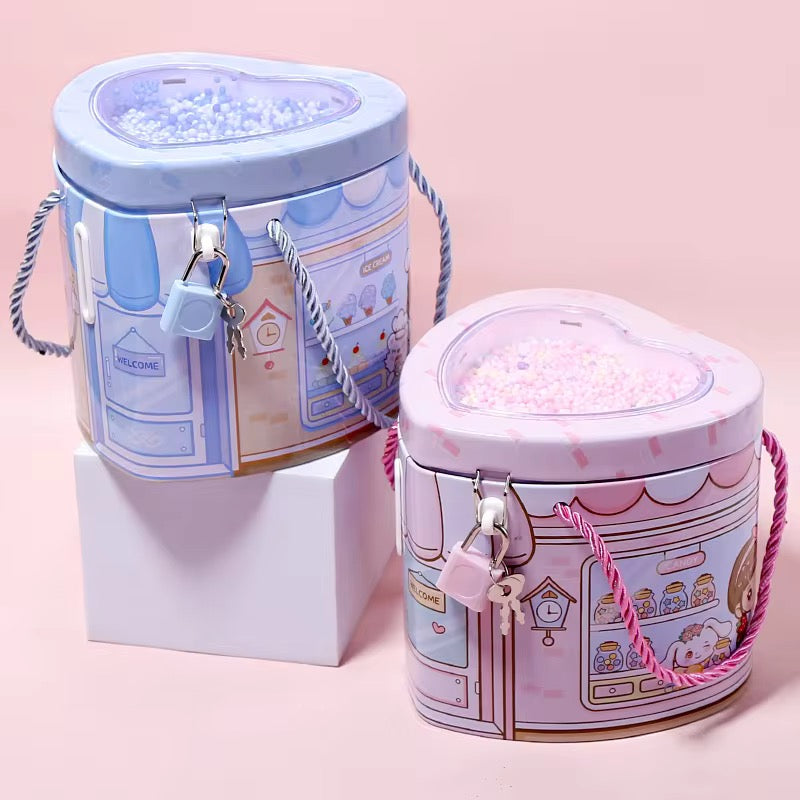 Heart Shape Money Bank With Lock
