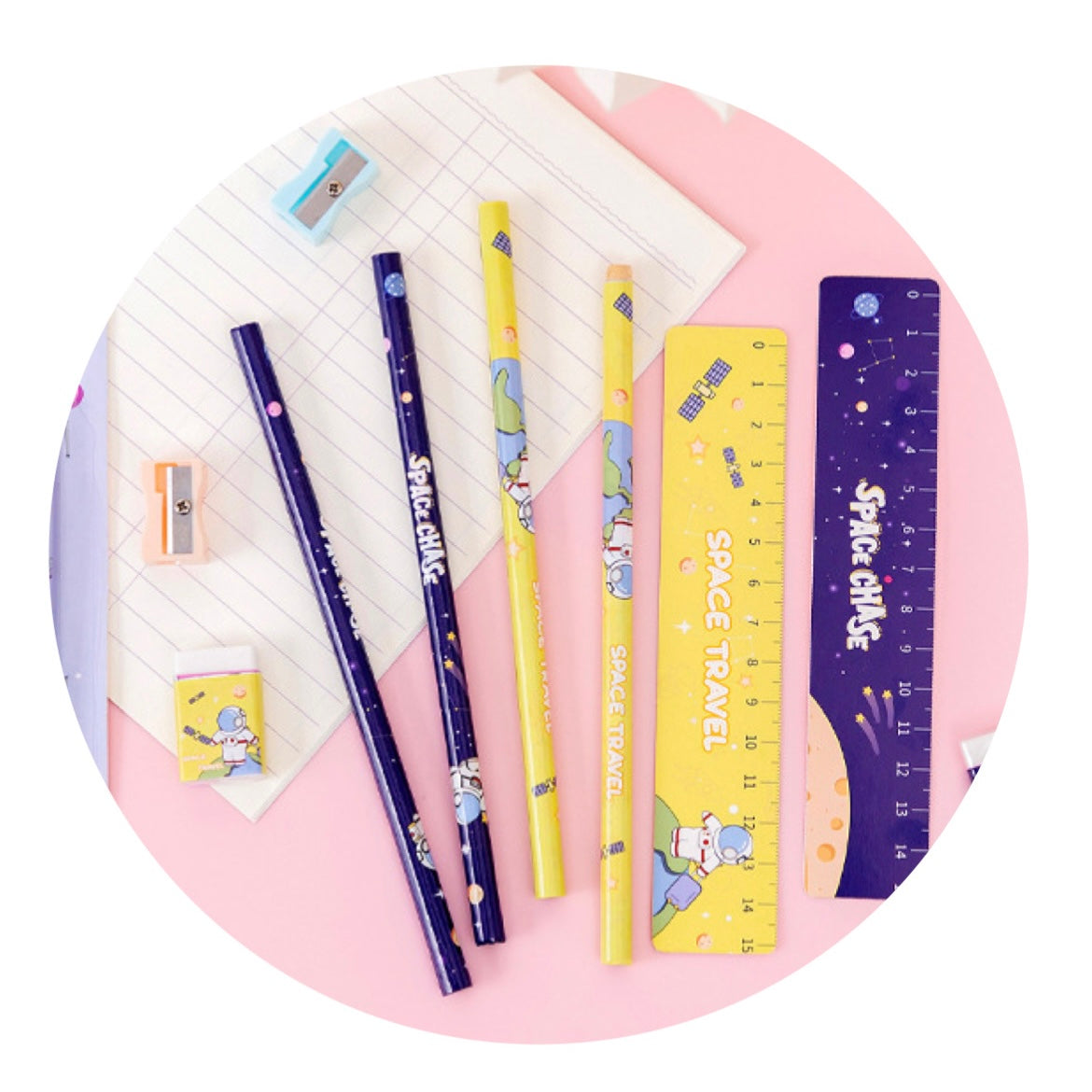 Pencils, Eraser,
Sharpener & Ruler
Scale