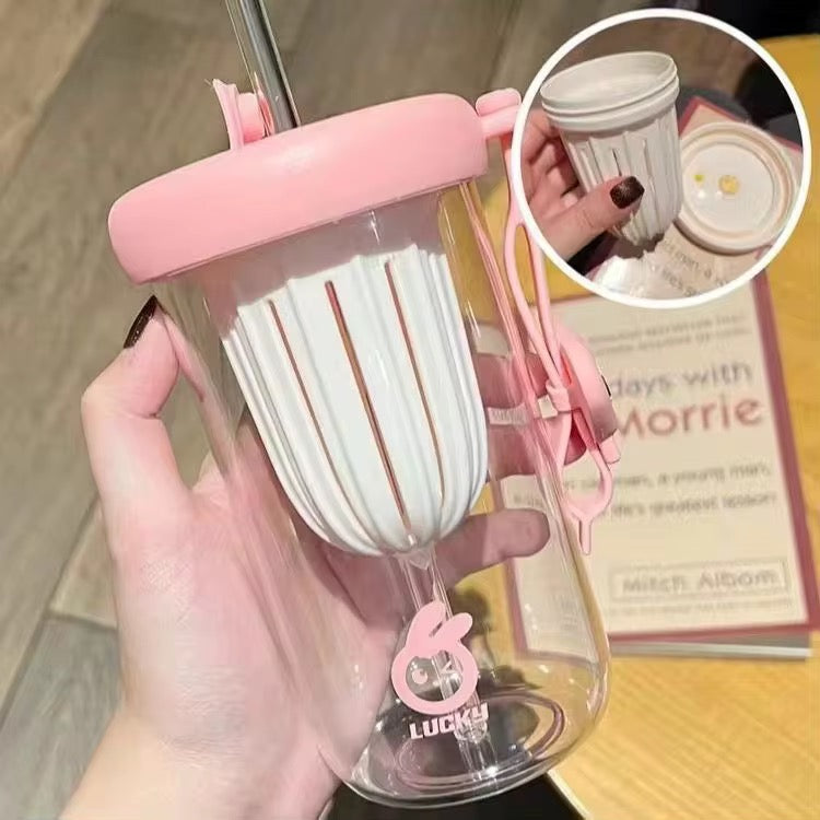 Pastel Glass Bottle with Strainer - 400ml