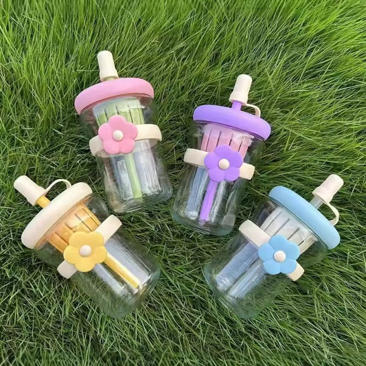 Kawaii Flower Glass Bottle - 500ml