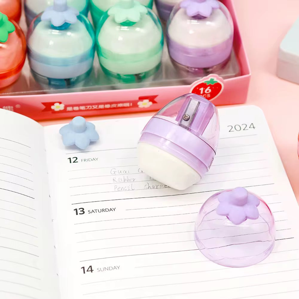 Strawberry Shaped Eraser & Sharpener (2-in-1)