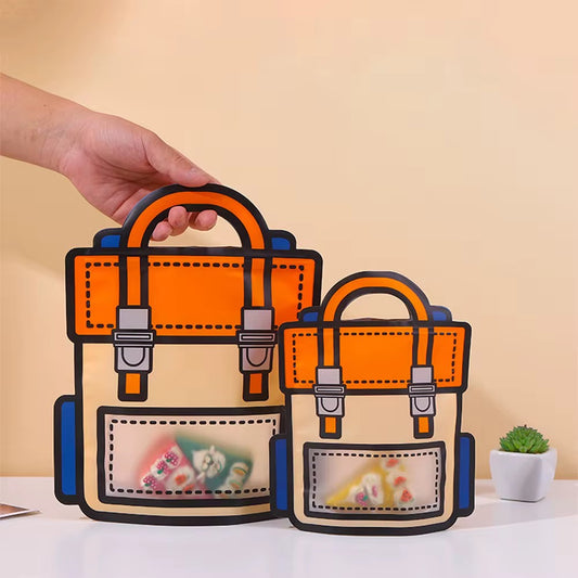 Cartoon Schoolbag Style Zip Pouch