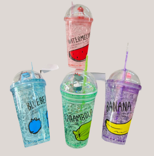 Fruit Print Plastic Sipper