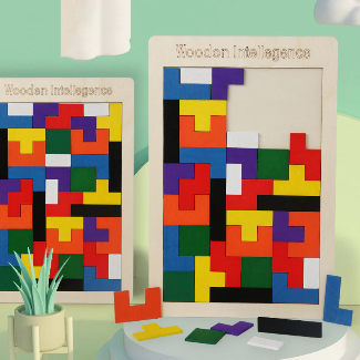 Wood Intelligence Jigsaw Puzzle – Tetris Board Fun!
