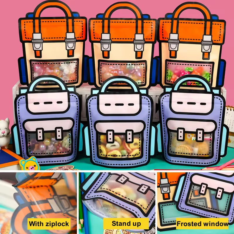 Cartoon Schoolbag Style Zip Pouch