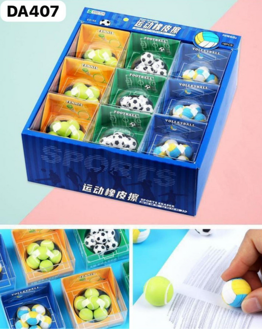Play & Erase - Sports Ball Eraser 6pc