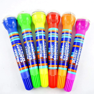 2-in-1 Roller Stamper & Marker Pen Set of 6 | Stamp & Draw with Ease