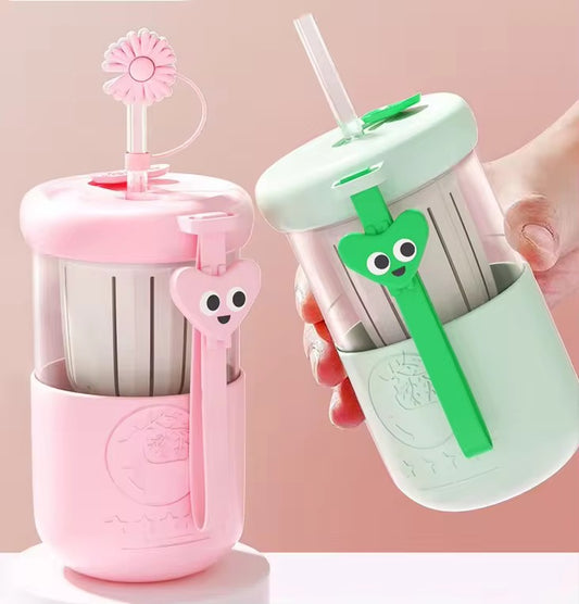 Pastel Glass Bottle with Strainer - 400ml