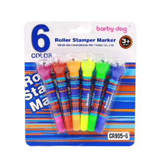 2-in-1 Roller Stamper & Marker Pen Set of 6 | Stamp & Draw with Ease
