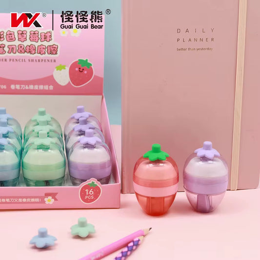 Strawberry Shaped Eraser & Sharpener (2-in-1)