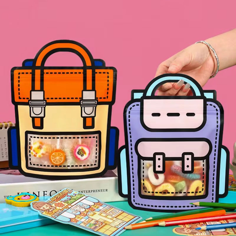 Cartoon Schoolbag Style Zip Pouch